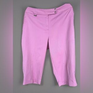bette & court Straight Leg High Rise Snap Button Closure Pink Capris Pockets 14